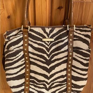Michael Kors Zebra Print Tote with Studded Brown Straps